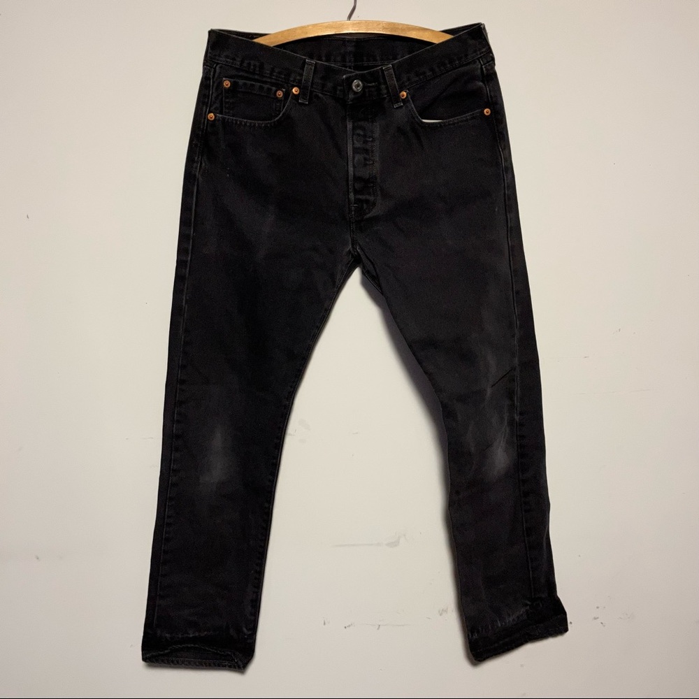 Levi's Black Denim Jeans Bottoms Pockets Zipper Straight Leg 32x32